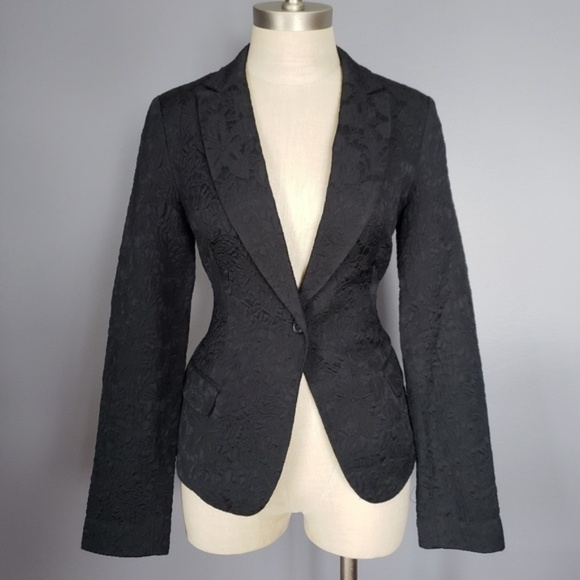 BLACK Elizabeth and James Textured Blazer Black 6 - Picture 3 of 8